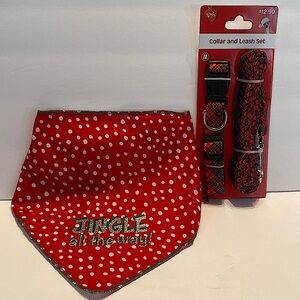 NEW PET CENTRAL 3 PIECE SET COLLAR & LEASH SET WITH HANDKERCHIEF FOR DOG 🐕